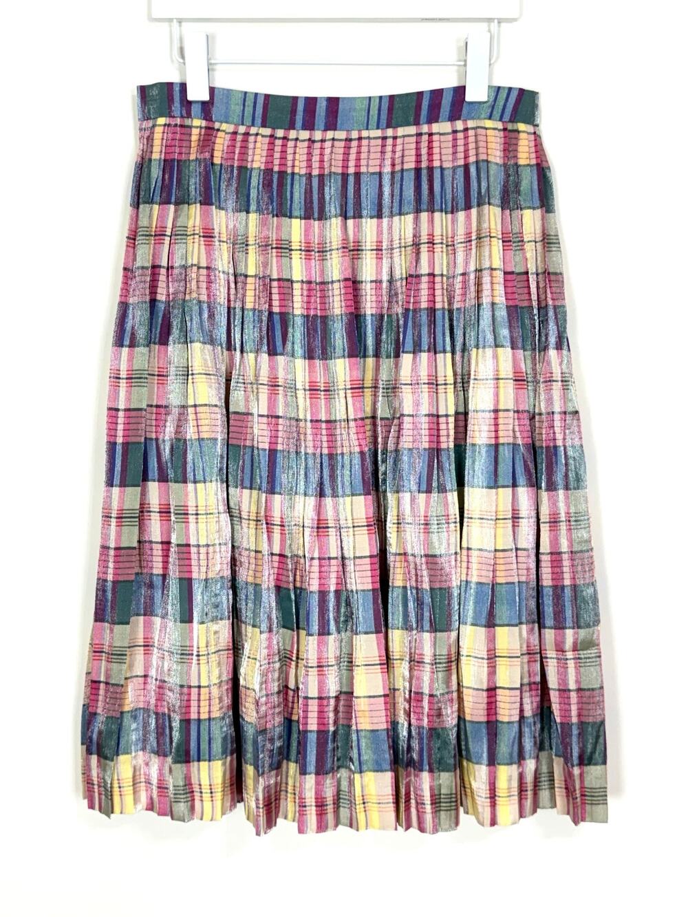 J. Crew Pleated Midi Skirt in Shimmering Plaid